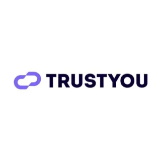 TrustYou logo: purple interlocking chain icon to the left of the bold TRUSTYOU wordmark.