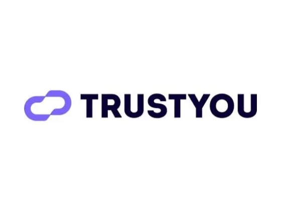 TrustYou logo: purple interlocking chain icon to the left of the bold TRUSTYOU wordmark.