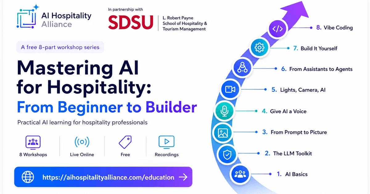 AI Hospitality Alliance Launches Free 8-Part Practical AI Workshop Series for Hospitality Professionals