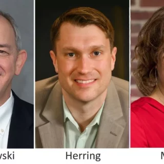 Collage of three smiling headshots: Golinowski, Herring, and McClain.