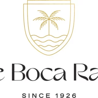 The Boca Raton logo: gold shield with a palm tree over wavy lines, accompanied by the text 'The Boca Raton' and 'Since 1926' beneath.