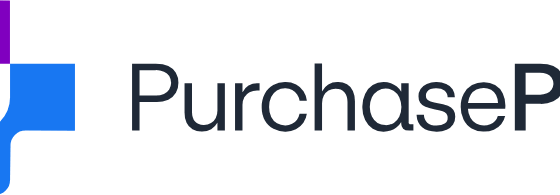 PurchasePlus logo: purple and blue abstract plus mark to the left of the brand name.