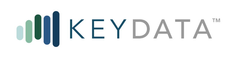 KeyData logo featuring five rounded vertical bars in teal to dark blue, followed by the word KEYDATA in gray-blue letters