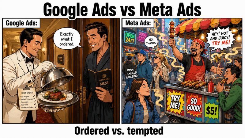 Google Ads or Meta Ads? Wrong question. They play completely different roles in the funnel. Google’s stronger side captures intent (pull marketing) ↳ The user is already searching for a solution… | Hana Kobzová | 11 comments