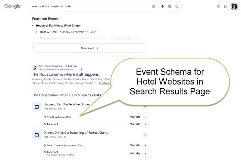 Event Schema.org markup helps hotel websites clearly communicate event details like dates, times, locations, and descriptions to search engines and LLMs. This structured data can improve event… | Brad Brewer