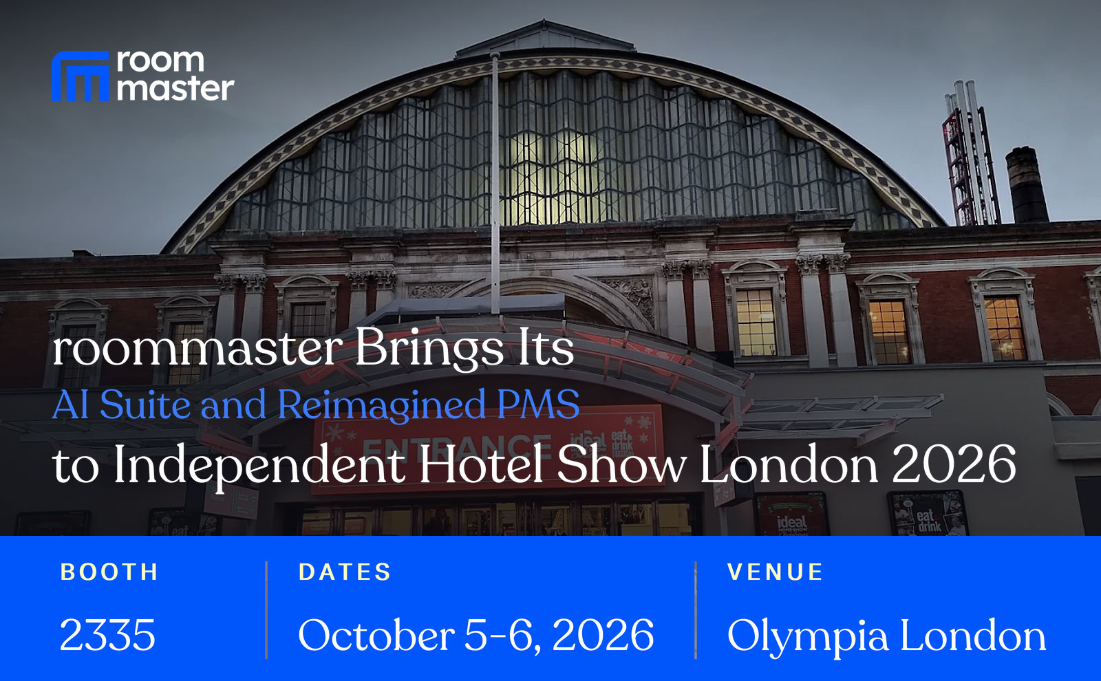 roommaster Brings Its AI Suite and Reimagined PMS to Independent Hotel Show London 2026
