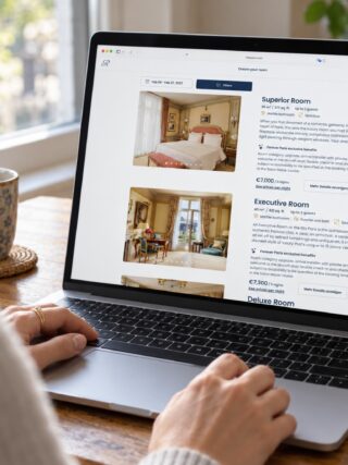 person booking a hotel, ai generated image.